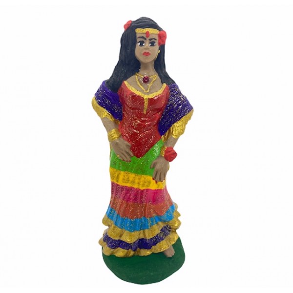 Escultura Cigana Sete Saias colorida 15 cm em resina