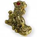 Escultura Dragão dourado com strass 4 cm em metal - proteção força e riqueza