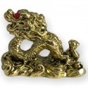 Escultura Dragão dourado com strass 4 cm em metal - proteção força e riqueza