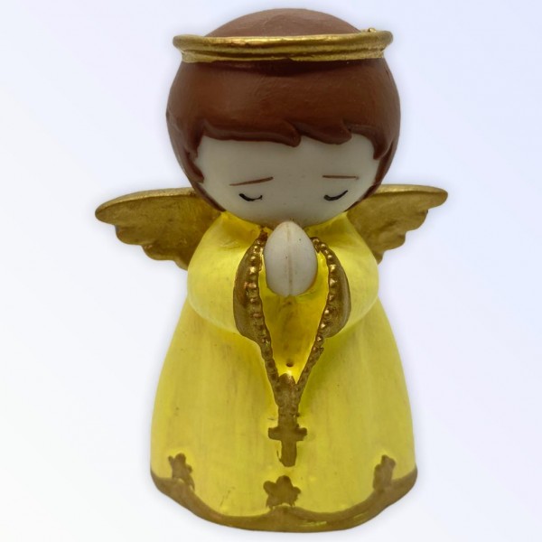 Escultura anjinho rezando 7 cm amarelo em resina - Proteção