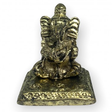 Escultura Ganesh incensário mini 3 cm dourado em metal