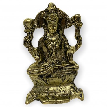 Escultura Lakshimi meditando dourada 9 cm em metal