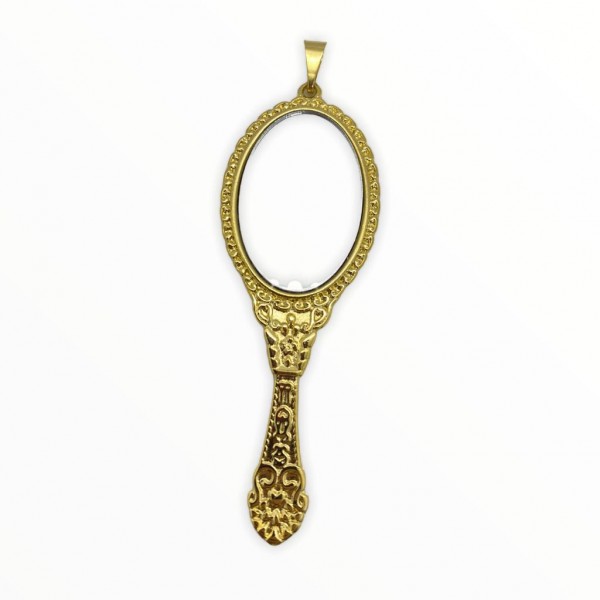 Pingente Abebê oxum 7,0 cm em metal banhado dourado 7054