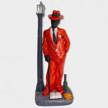 Escultura Zé Pelintra  terno vermelho 18 cm em resina