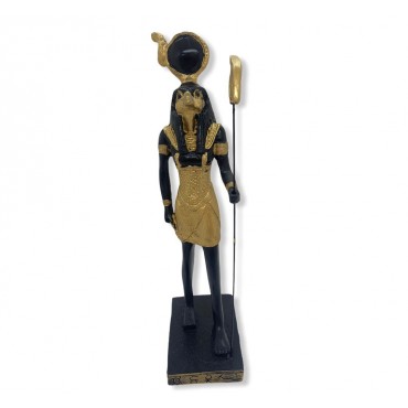 Escultura Ra Deus do Sol preto com dourado 25 cm em resina 