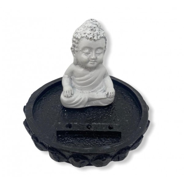 Incensário Buda Meditando Sentado na Flor de Lótus 7 cm em resina 